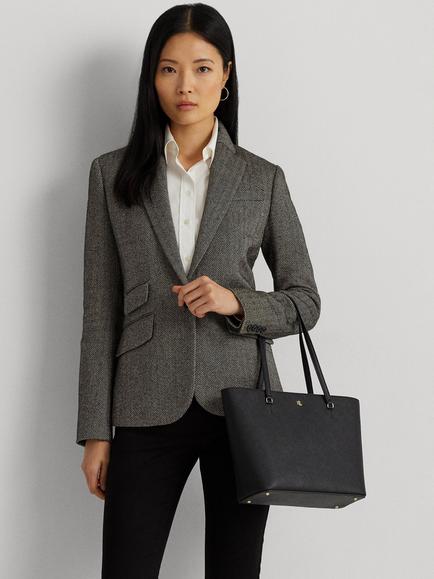 Ralph Lauren Lauren Ralph Lauren Karly Crosshatch Leather Tote - view 2, Black