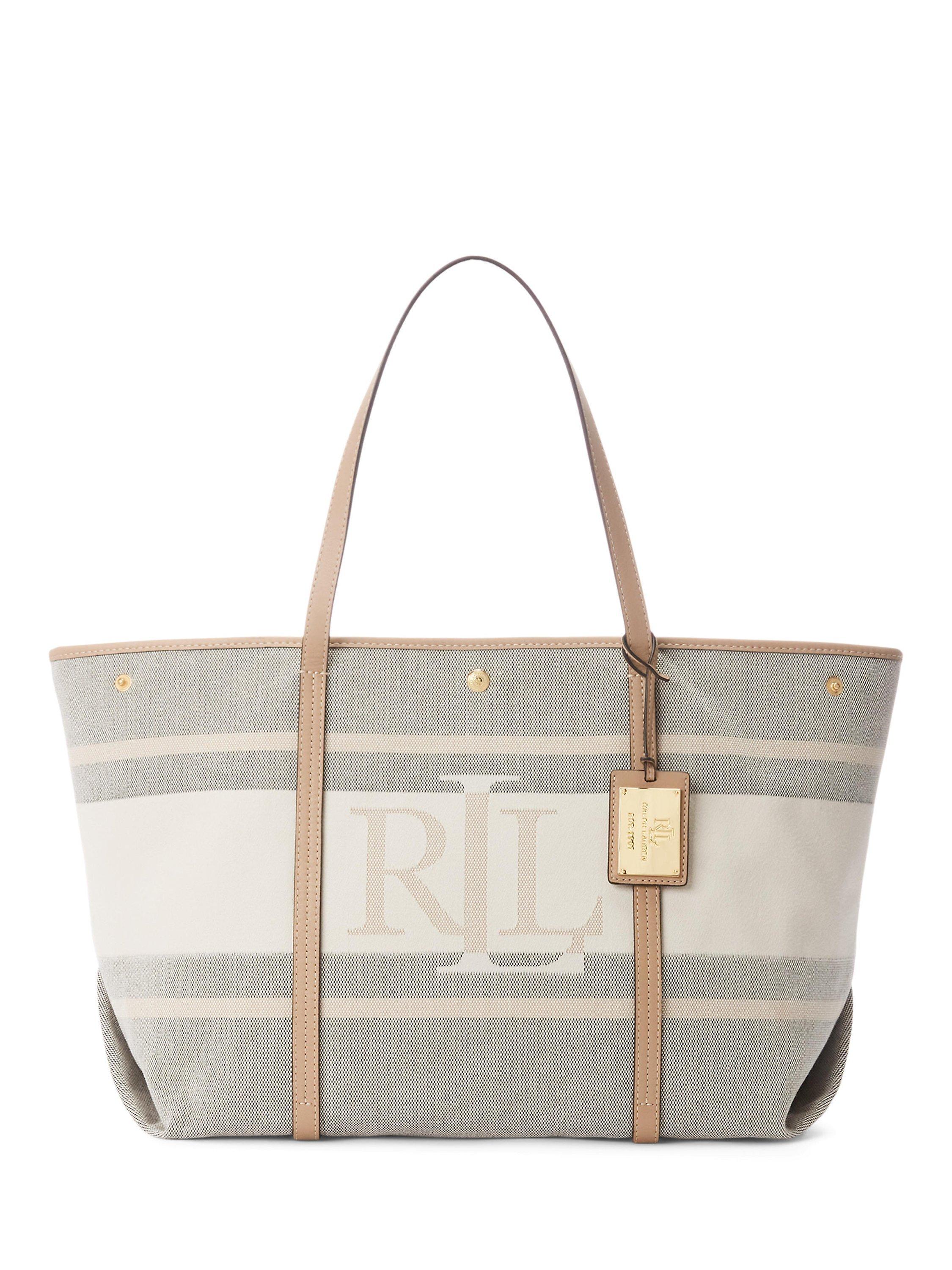 Lauren Ralph Lauren Emerie Logo Tote Bag, Cream/Multi