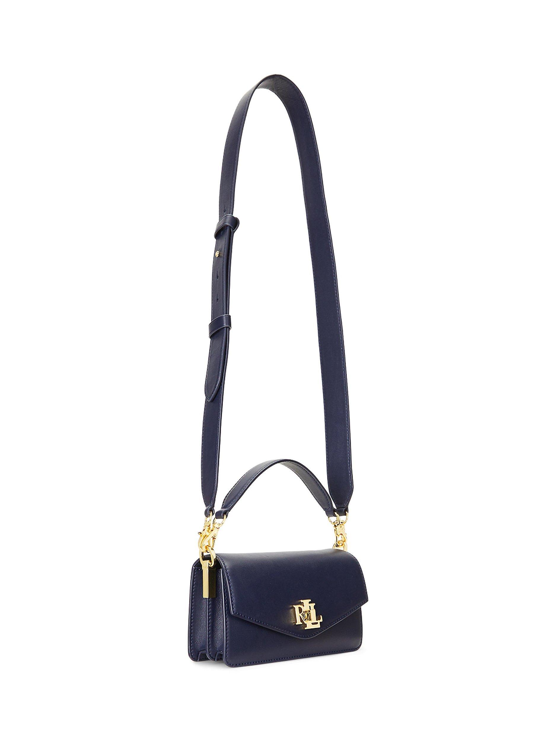 Lauren Ralph Lauren Tayler Full Grain Leather Cross Body Bag Navy