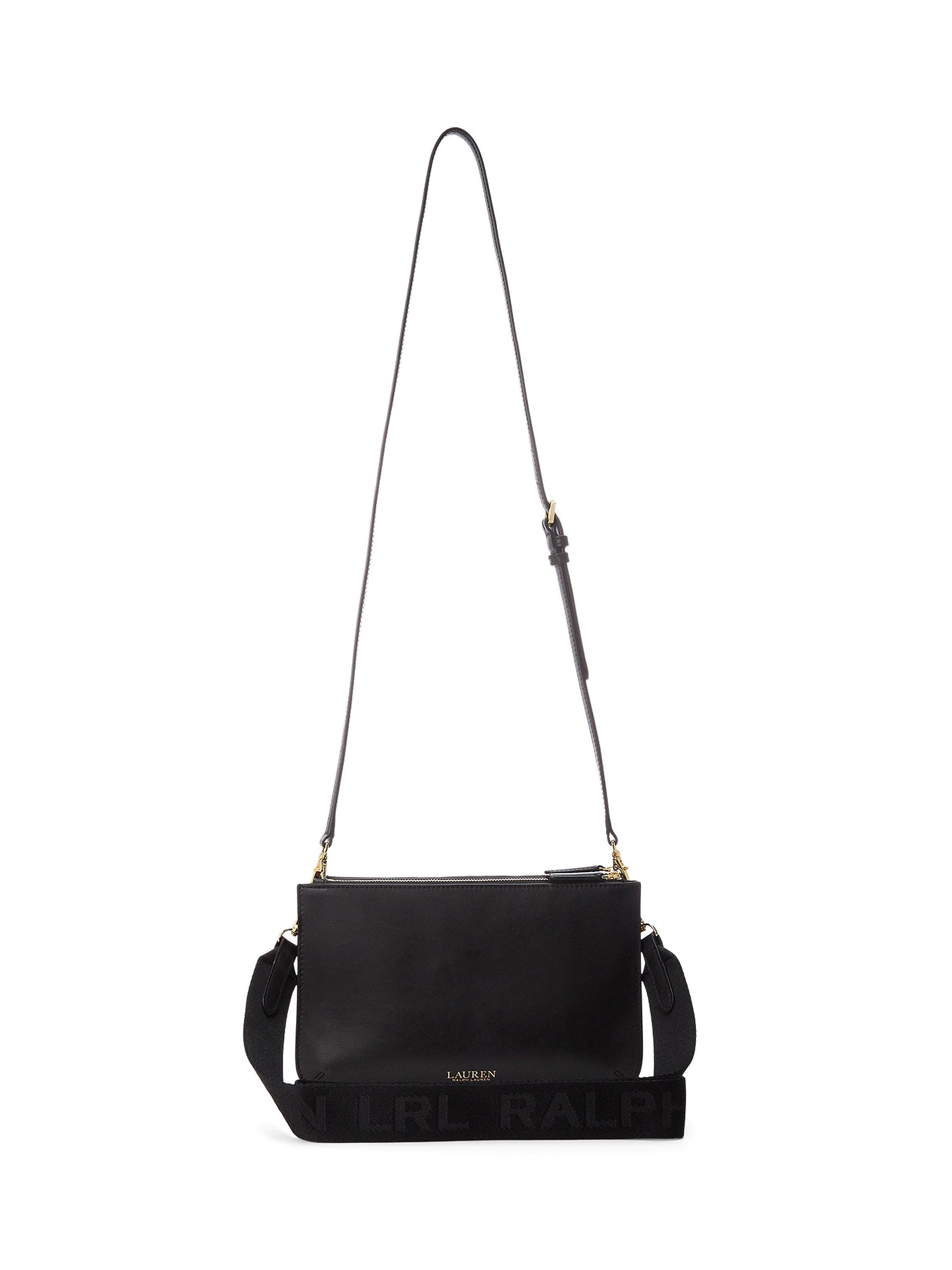 Product image 6 of 8, which shows Lauren Ralph Lauren Landyn Leather Cross Body Bag, Black