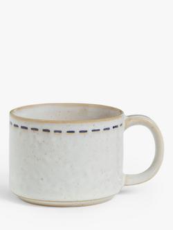 John Lewis Stoneware Dashes Stacking Mug, 200ml, White, White