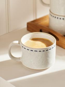 John Lewis Stoneware Dashes Stacking Mug, 200ml, White - view 2, White