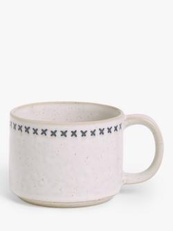 John Lewis Stoneware Crosses Stacking Mug, 200ml, White, White