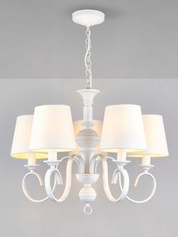 John Lewis Carlita 5 Arm Shaded Ceiling Light, White, White