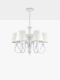 John Lewis Carlita 5 Arm Shaded Ceiling Light, White - view 2, White
