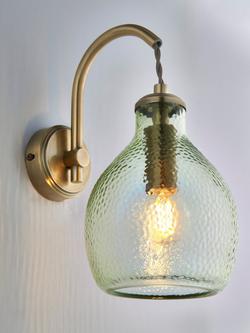 John Lewis Cartmel Wall Light, Olive Glass