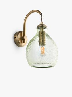 John Lewis Cartmel Wall Light - view 2, Olive Glass