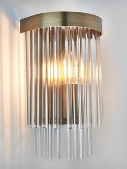 John Lewis Lexton Glass Rod Wall Light, Matte Antique Brass