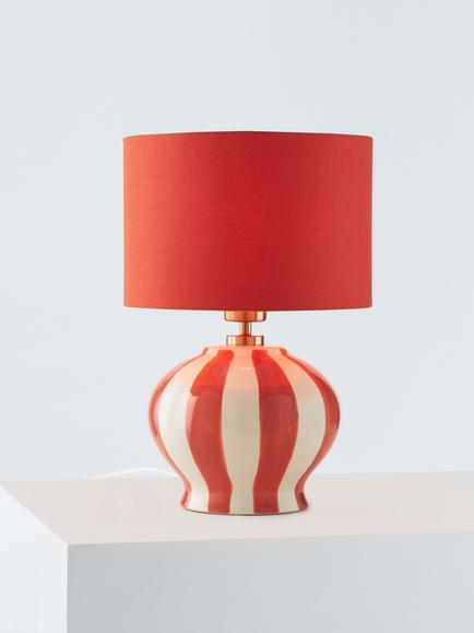 John Lewis Burano Striped Ceramic Table Lamp, Orange