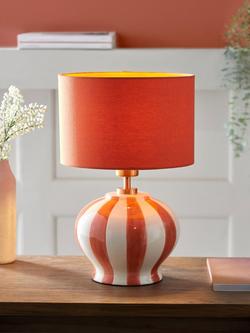 John Lewis Burano Striped Ceramic Table Lamp - view 2, Orange