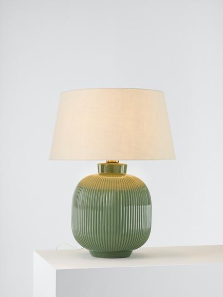 John Lewis Country Rib Ceramic Table Lamp, Myrtle Green