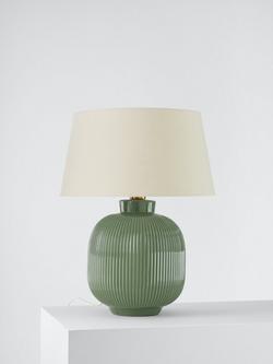 John Lewis Country Rib Table Lamp - view 2, Myrtle Green