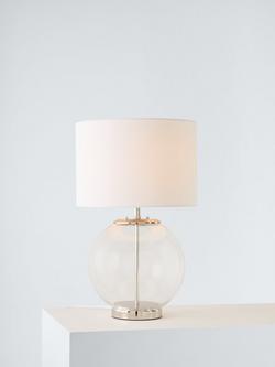John Lewis Park Globe Glass Touch Table Lamp, Clear/Nickel