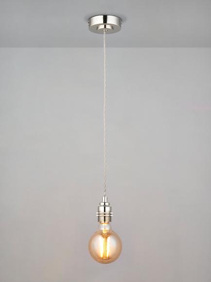 John Lewis Classic Cable Set, E27, Bright Nickel