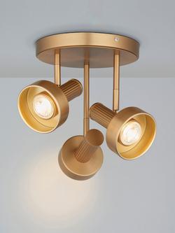 John Lewis Leighton 3 Arm Ceiling Light, Warm Antique Brass, Warm Antique Brass