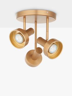 John Lewis Leighton 3 Arm Ceiling Light, Warm Antique Brass - view 2, Warm Antique Brass