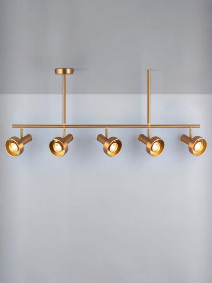 John Lewis Leighton Bar 5 Arm Ceiling Light, Warm Antique Brass, Warm Antique Brass