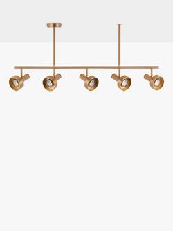 John Lewis Leighton Bar 5 Arm Ceiling Light, Warm Antique Brass - view 2, Warm Antique Brass