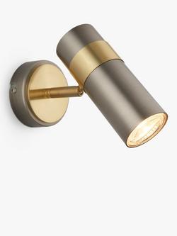 John Lewis Obi Single Spotlight Wall Light, Matt Nickel/Gold, Matte Nickle/Gold