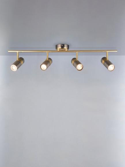 John Lewis Obi 4 Spotlight Ceiling Bar, Matte Nickle/Gold