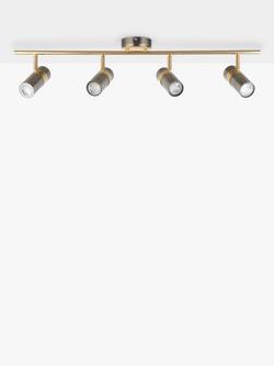 John Lewis Obi 4 Spotlight Ceiling Bar - view 2, Matte Nickle/Gold