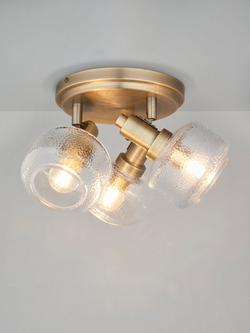 John Lewis Ruisseau 3 Arm Spotlight Ceiling Plate, Matte Antique Brass, Matte Antique Brass