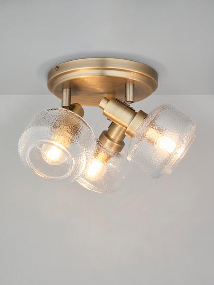 John Lewis Ruisseau 3 Arm Spotlight Ceiling Plate, Matte Antique Brass, Matte Antique Brass