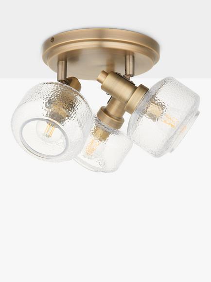 John Lewis Ruisseau 3 Arm Spotlight Ceiling Plate, Matte Antique Brass - view 2, Matte Antique Brass