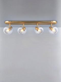 John Lewis Ruisseau 4 Spotlight Ceiling Bar, Matte Antique Brass