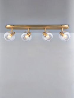 John Lewis Ruisseau 4 Spotlight Ceiling Bar, Matte Antique Brass, Matte Antique Brass