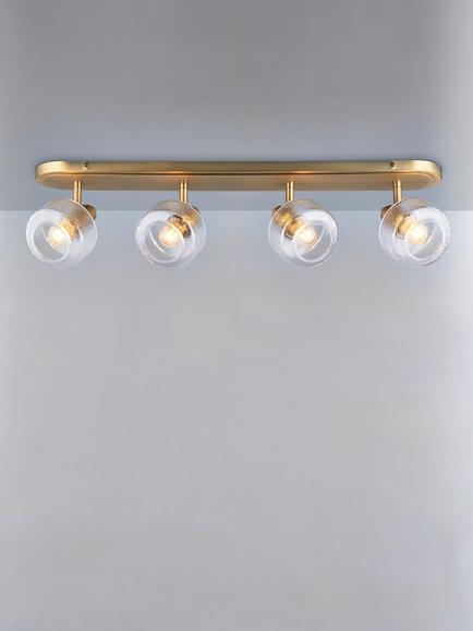 John Lewis Ruisseau 4 Spotlight Ceiling Bar, Matte Antique Brass, Matte Antique Brass