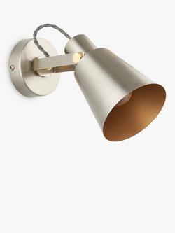 John Lewis Smythson Single Wall Spotlight, Satin Steel/Gold - view 2, Satin Steel/Gold