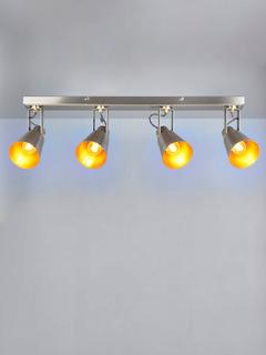 John Lewis Smythson 4 Spotlight Ceiling Bar, Satin Steel/Gold