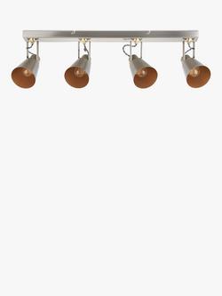 John Lewis Smythson 4 Spotlight Ceiling Bar, Satin Steel/Gold - view 2, Satin Steel/Gold