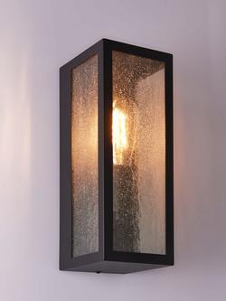 John Lewis Potter Ripple Glass Outdoor Wall Light, Black, Black