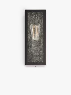 John Lewis Potter Ripple Glass Outdoor Wall Light, Black - view 2, Black