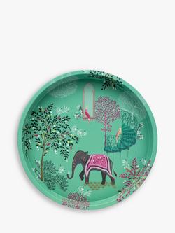 Sara Miller Escape to India Deep Steel Tray, Green/Multi, Multi