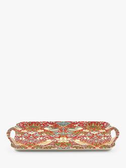 Morris & Co. Strawberry Thief Melamine Large Handled Tray, Red/Multi - view 2, Red/Multi