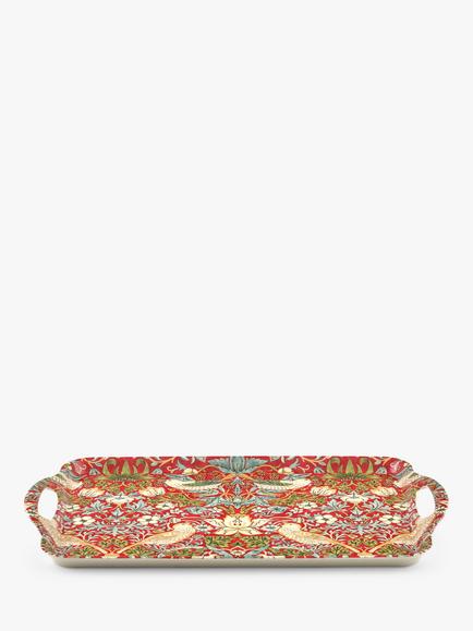 Morris & Co. Strawberry Thief Melamine Large Handled Tray, Red/Multi - view 2, Red/Multi