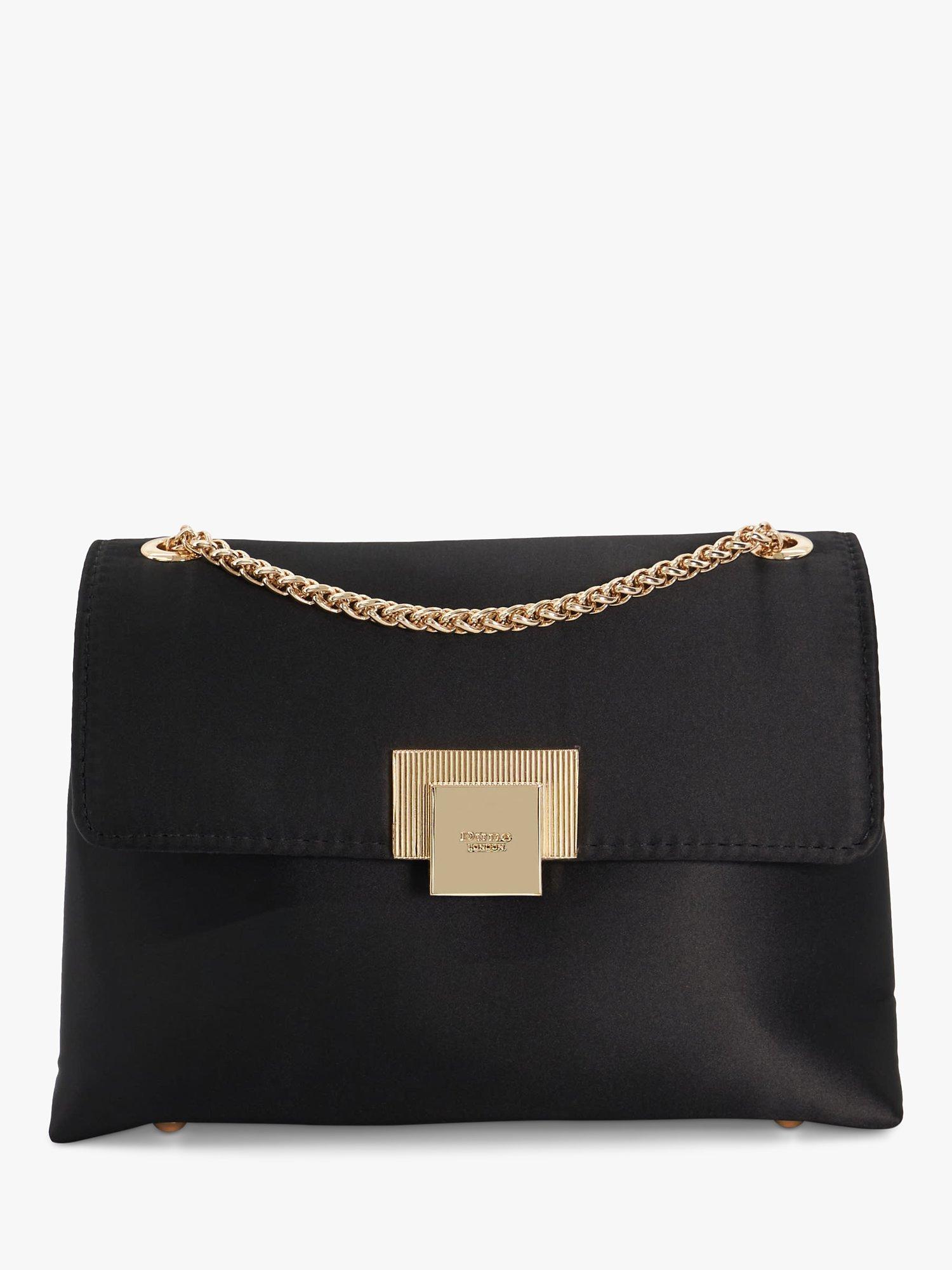 Dune Bondi Satin Chain Strap Bag, Black