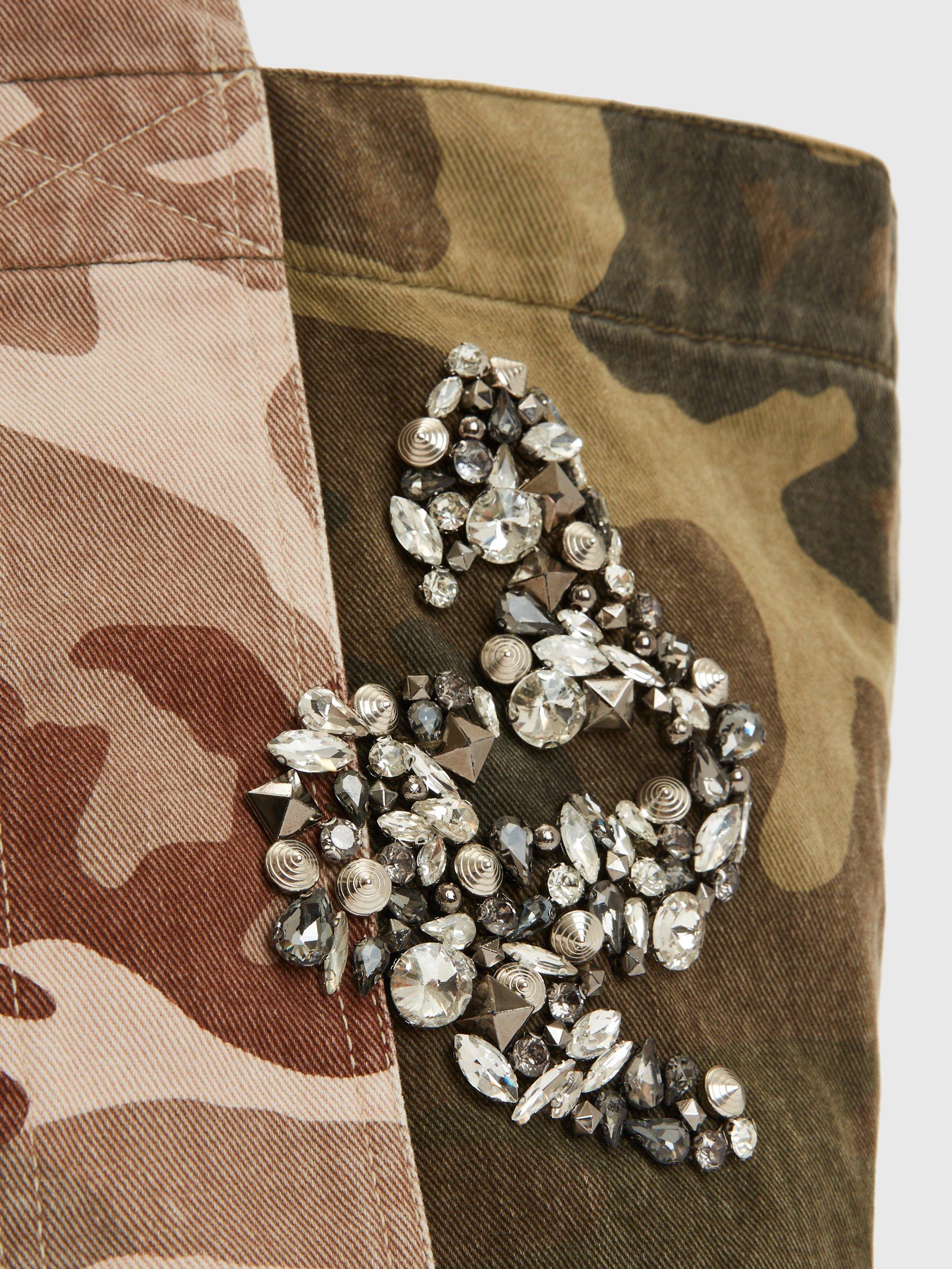 Product image 4 of 6, which shows AllSaints Airi Denim Camo Embellished Tote Bag, Multi