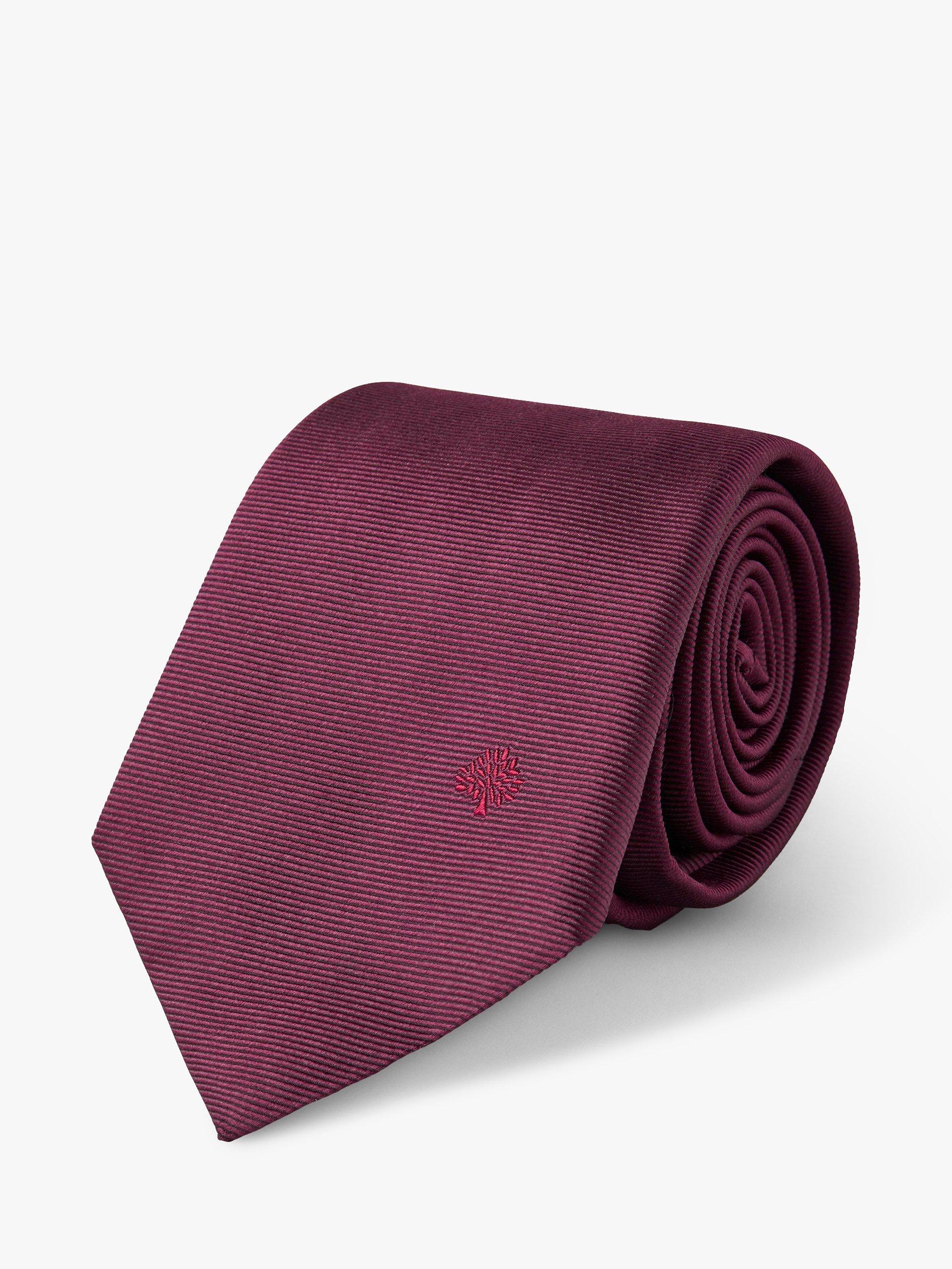 Mulberry Embroidered Mulberry Tree Textured Silk Tie, Black Cherry