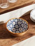 John Lewis Lisbon Tile Salad Bowl, 24cm, FSC-Certified (Mango Wood), Natural/Blue