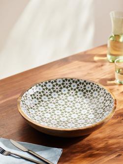 John Lewis Lisbon Tile Serving Bowl, 38cm, FSC-Certified (Mango Wood), Natural/Green - view 2, Natural/Green