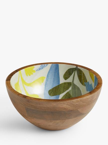 John Lewis Lisbon Foliage Salad Bowl, 24cm, FSC-Certified (Mango Wood), Natural/Multi, Natural/Multi