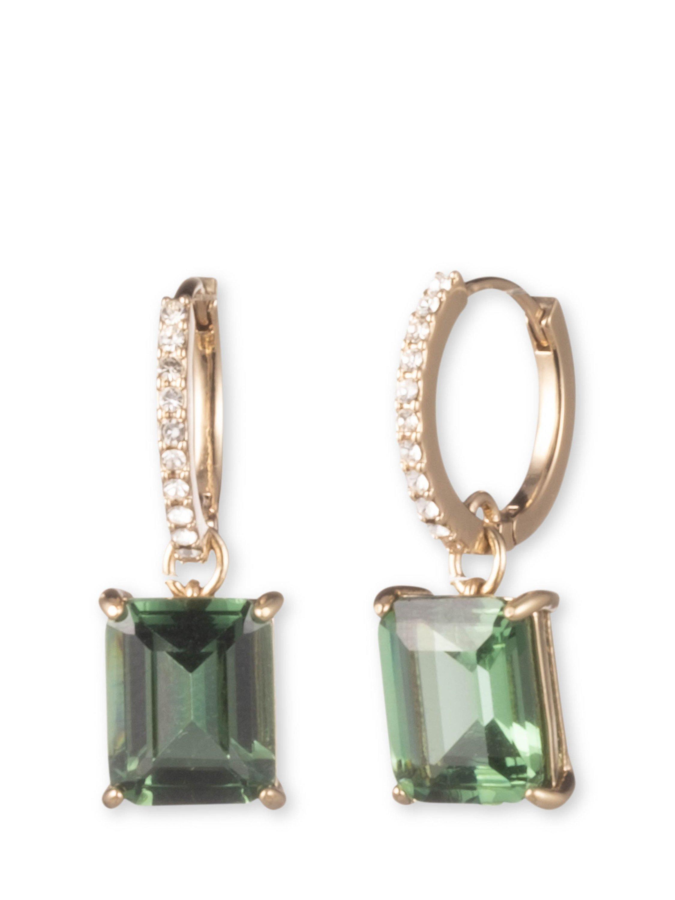 Lauren Ralph Lauren Resin Stone Huggie Drop Earrings, Gold/Erinite
