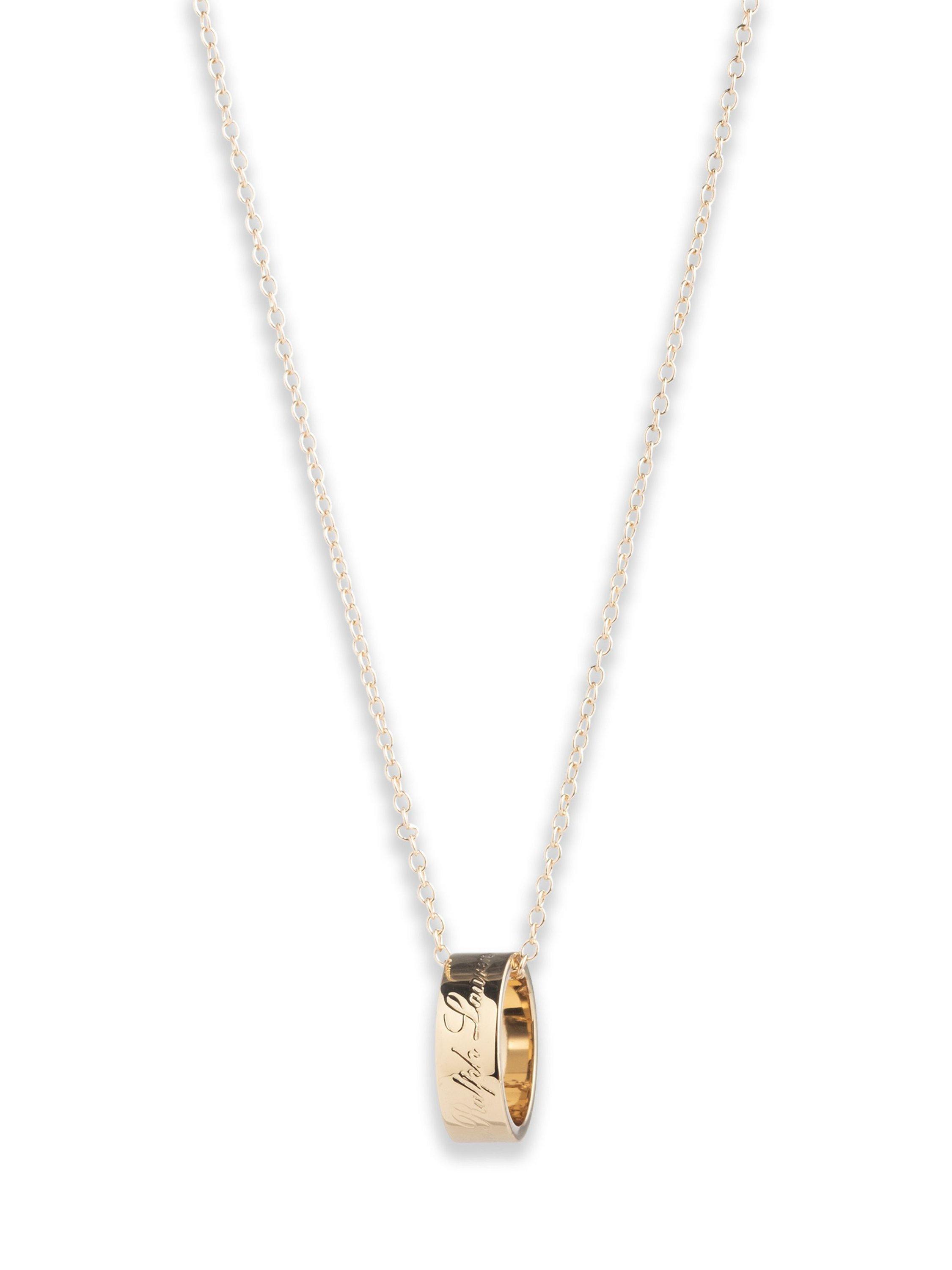Lauren Ralph Lauren Script Logo Ring Pendant Necklace, Gold