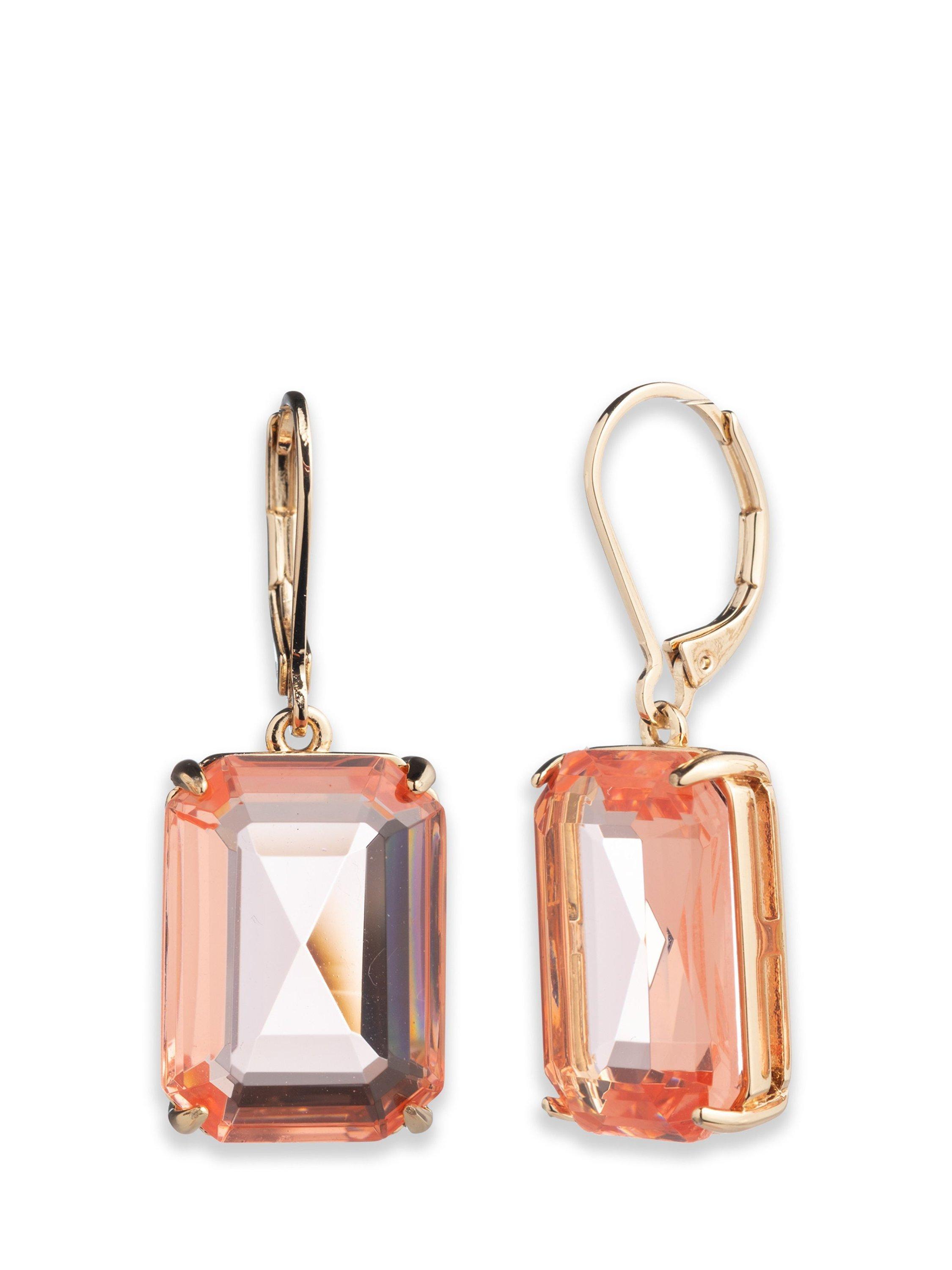Lauren Ralph Lauren Rectangular Stone Drop Earrings, Gold/Rose Peach