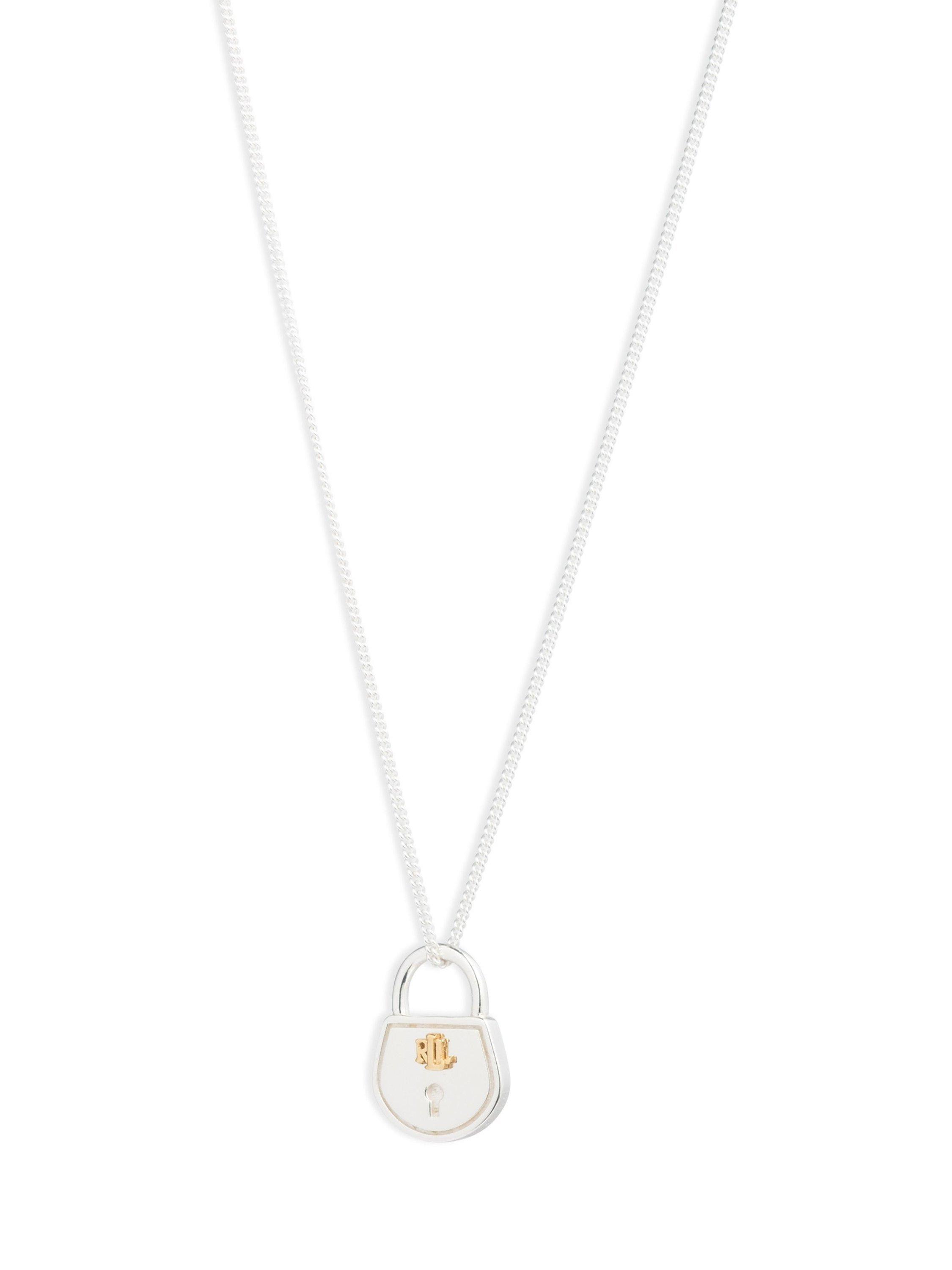 Lauren Ralph Lauren Sterling Silver Padlock Pendant Necklace, Silver