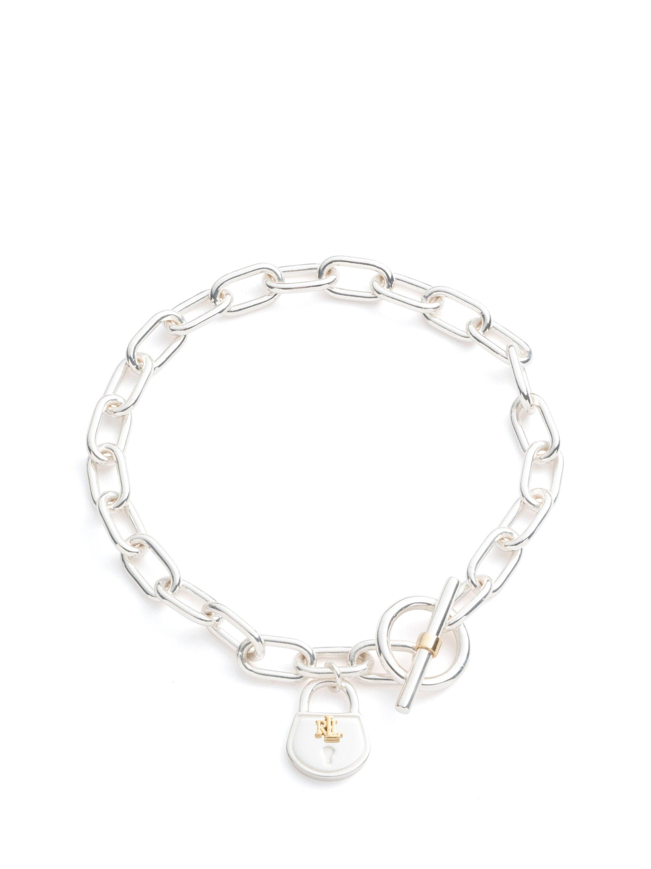 Lauren Ralph Lauren Sterling Silver Padlock Link Bracelet, Silver